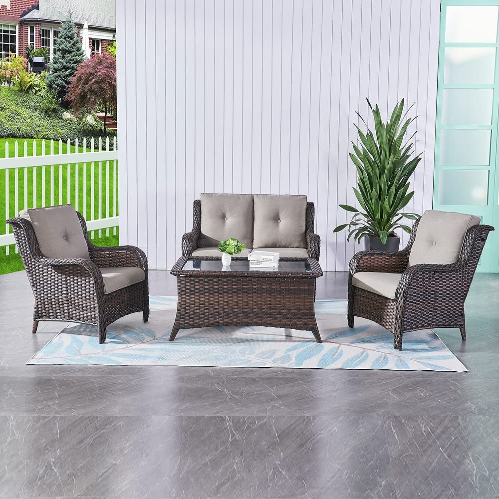 Pocassy 4 Piece Patio Conversation Set
