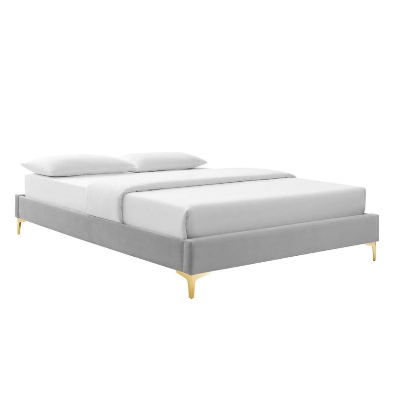 Amber Performance Velvet Queen Platform Bed
