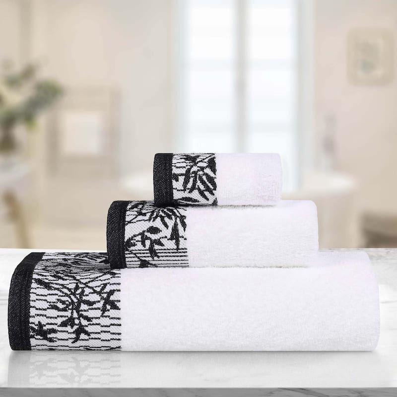 Superior Wisteria Cotton Floral Jacquard 3 Piece Bathroom Towel Set