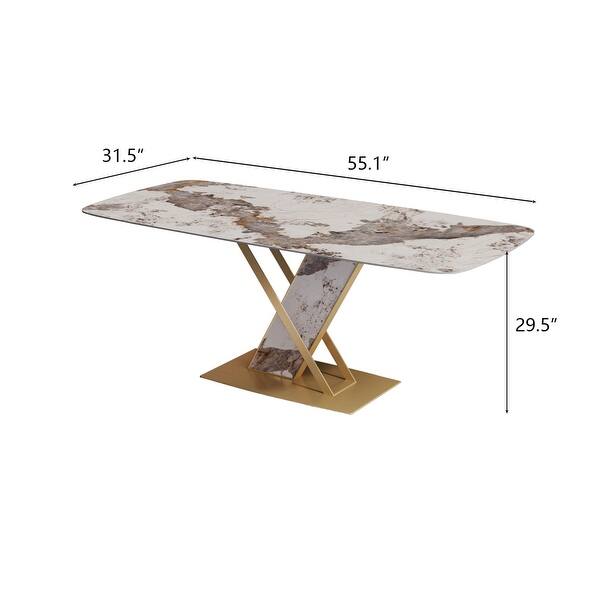 Special Base Modern Brilliant Sintered Stone Dining Table - Bed Bath ...