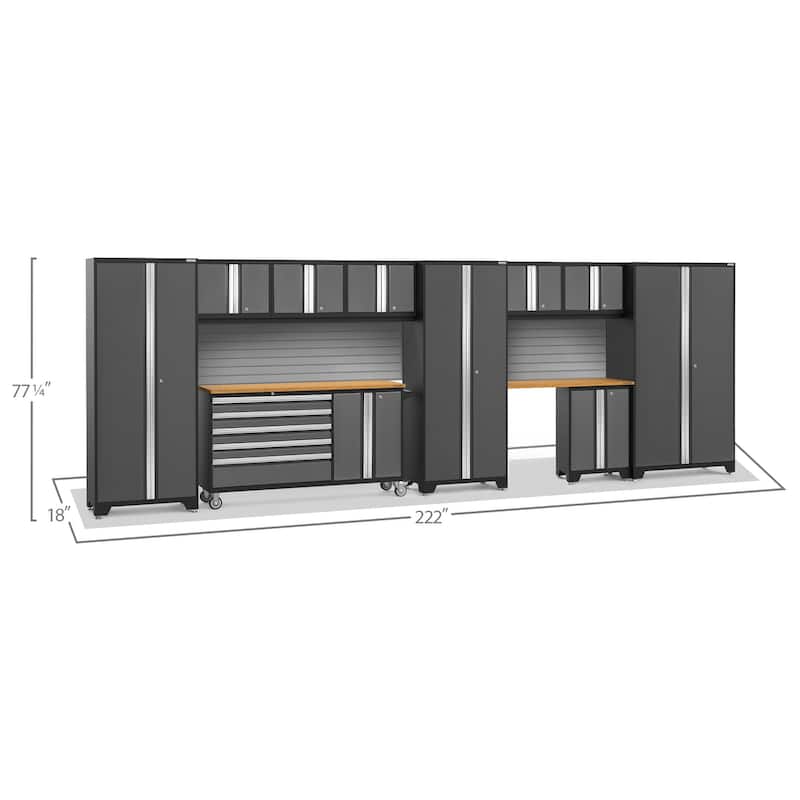 NewAge Products Bold Series 222" W x 18" D 11 Piece Garage Cabinet Set