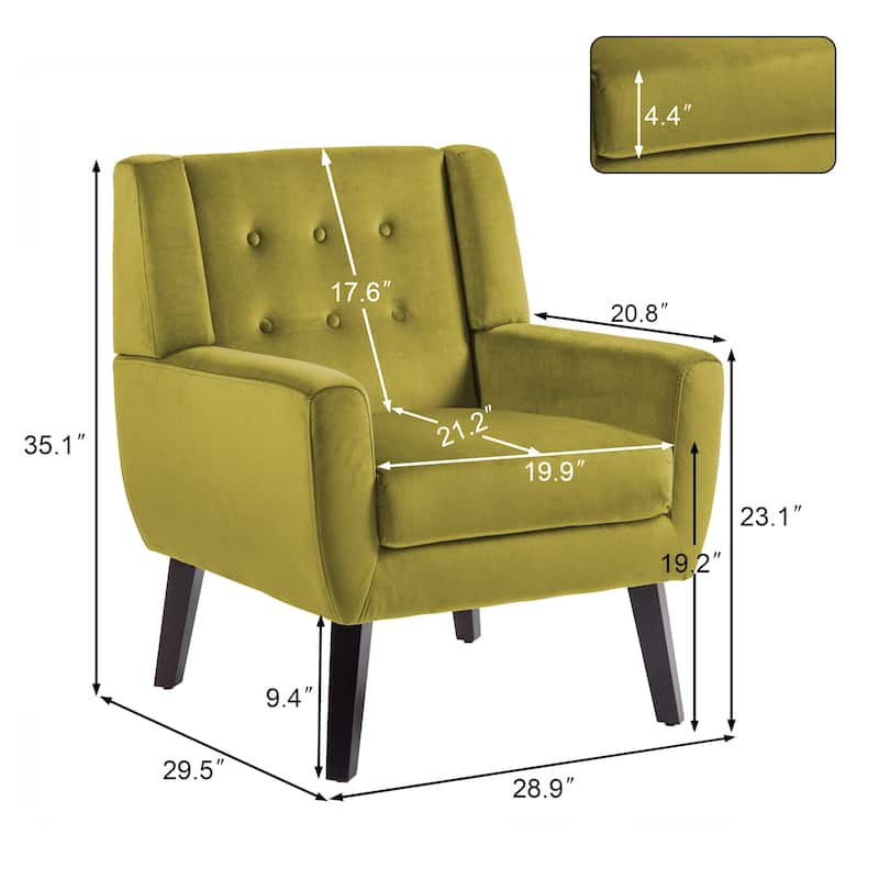Modern Accent Chair Velvet Armchair - 28.9"W x 35.1"H x 29.5"D