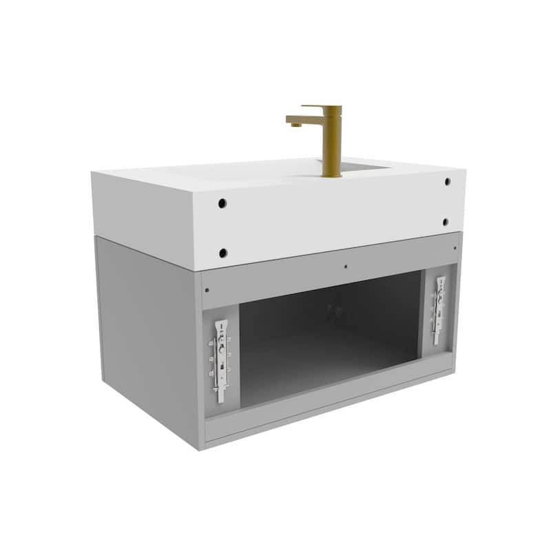 Nile 30-Inch Wall Mounted Bathroom Vanity Set w/ White Top