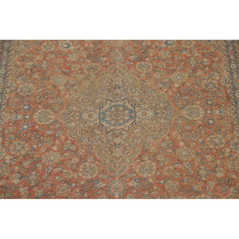 Hand Knotted Oriental 100% Wool Carpet Traditional Floral Oranges & Rust Kashan Area Rug - 13' 2'' X 9' 7''