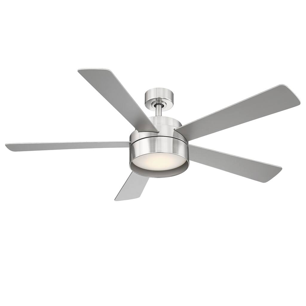 Eglo Whitehaven 52-inch 5 Blade Ceiling Fan w/ Brushed Nickel Finish & Integrated LED Light Kit - Brushed Nickel