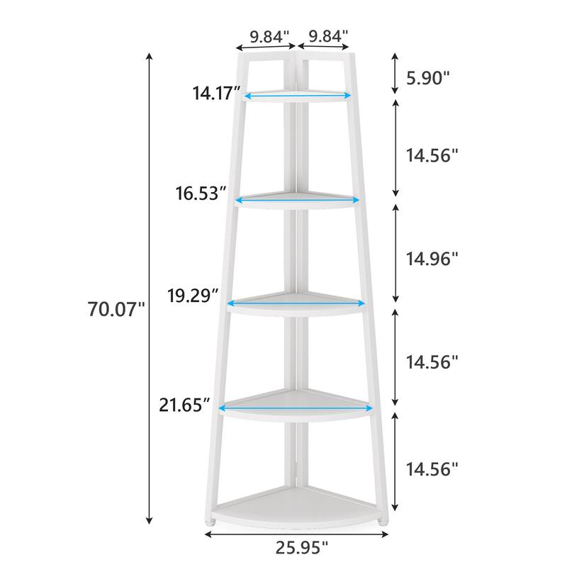70 inch Tall Corner Shelf, Corner Bookshelf and Bookcase
