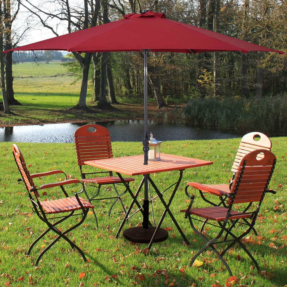 Shop Black Friday Deals On Costway 9ft Patio Solar Umbrella Led Patio Market Steel Tilt W Crank On Sale Overstock 15935683