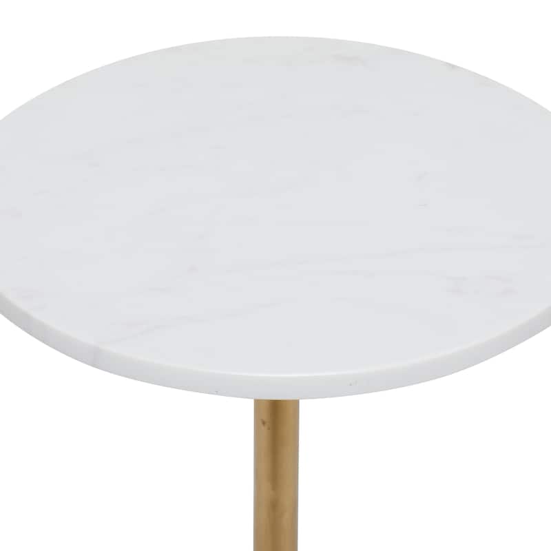 Metal Accent Table with White Marble Top - Gold - Roche River Decor - 13"Wx13"Lx25"H