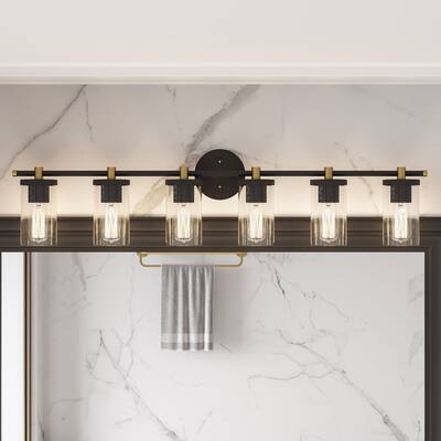 Decatur Modern Farmhouse Black/ Gold Bathroom Vanity Light