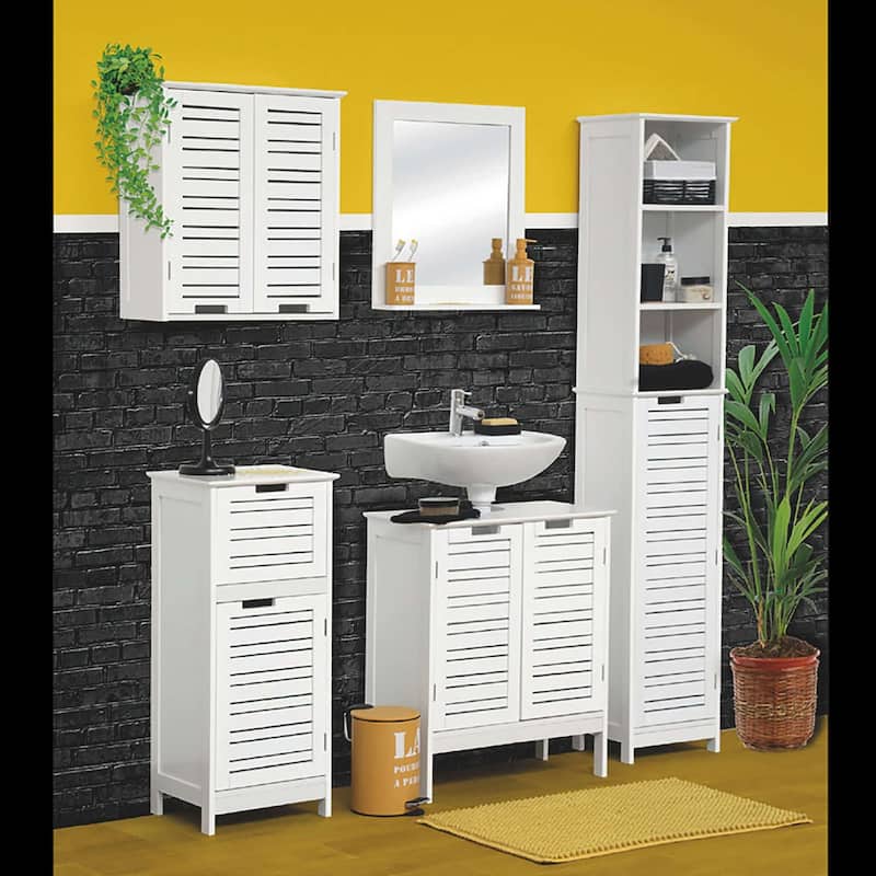 Miami White Wall-Mounted Bathroom Cabinet with Double Vented Doors - 20.50"L x 8.70"W x 21.70"H