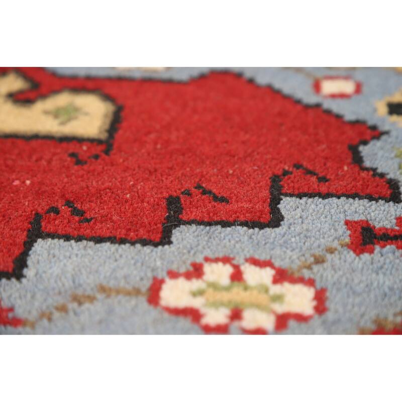 Hand Knotted Oriental 100% Wool Carpet Traditional Geometric Red Viss Area Rug - 5' 9'' X 4' 1''