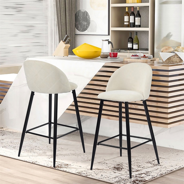 Homy Casa Mid century Modern Upholstered Counter Stools Bar Stool Set of 2 Bed Bath Beyond 31294447