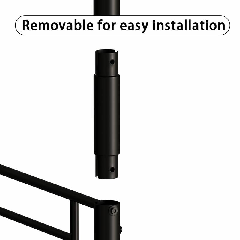 Twin Size Triple Bunk Bed with Two Ladders and Guardrails, Heavy Duty Metal Triple Bunk Bed Frame, Convertible into 3 Beds