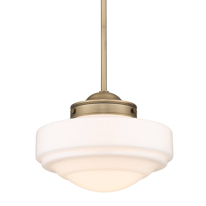 Golden Lighting Ingalls 12" Wide Pendant - Modern Brass / Vintage Milk Glass
