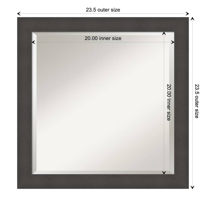 Blaine Narrow Beveled Framed Bathroom Vanity Wall Mirror - Blaine Light Pewter Narrow - Glass Size 20x20