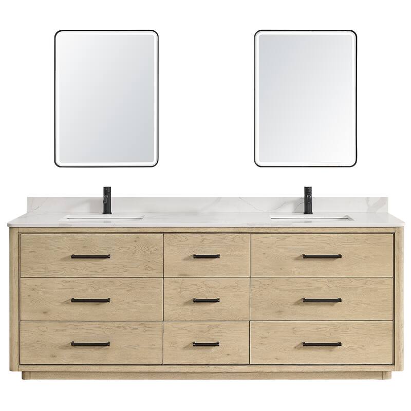 Porto Bath Vanity with White Quartz Stone Top and Mirror