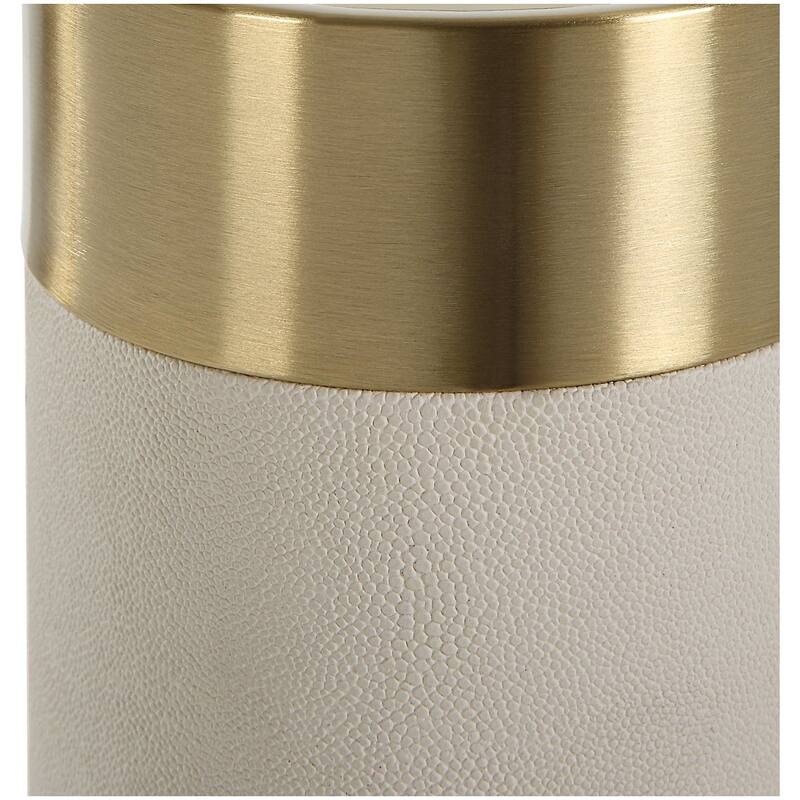 Uttermost 18100 Wessex Iron and Leather Table Pillar Candle Holder -
