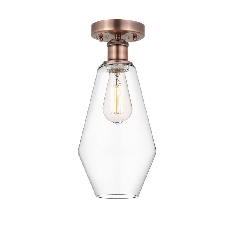 Innovations Lighting Cindyrella - 1 Light 7" Semi-Flush Mount - Clear/Antique Copper
