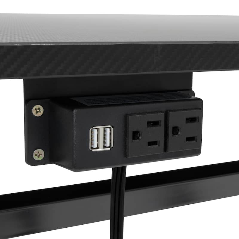 SD Gaming Zone Black and Grey Gamer Desk with Charging Station