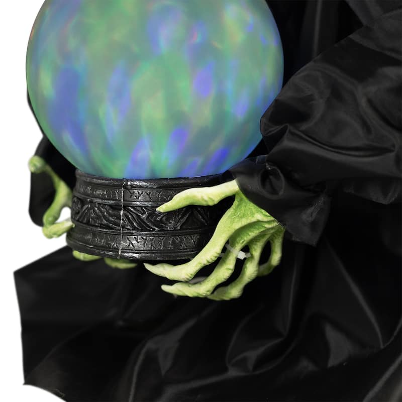 Lighted Fortune Telling Witch Halloween Decoration - 26" - Black and Green