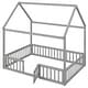 preview thumbnail 8 of 42, Twin/Full Wood House Bed with Fence & Roof - Enclosed Play Area for Kids