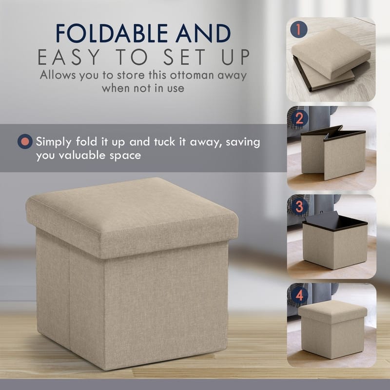 Small Foldable Square Storage Ottoman Cube