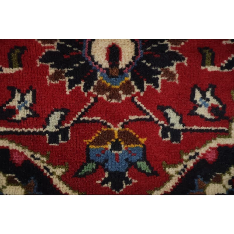 Hand Knotted Oriental 100% Wool Carpet Traditional Floral Red Kashan Area Rug - 11' 4'' X 7' 8''