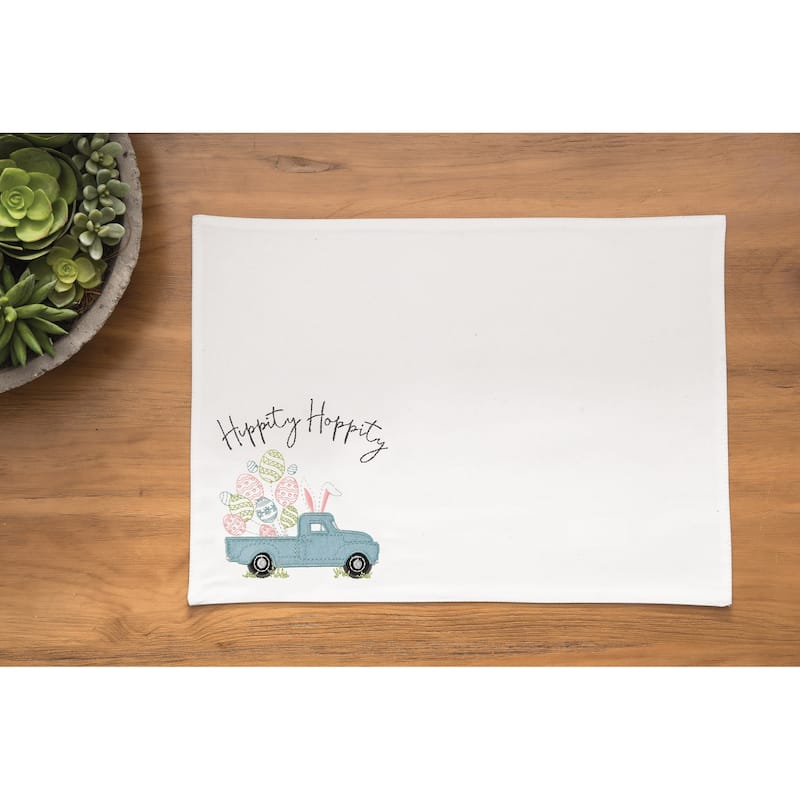 Hippity Hoppity Easter Truck Embroidered Placemat Set of 6 - Set of 6