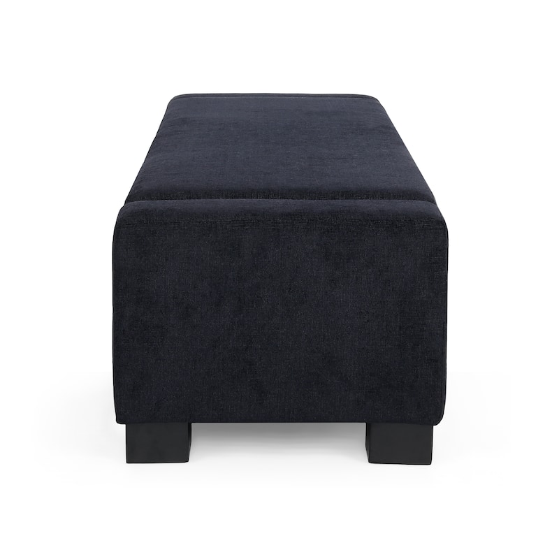 50" Ottoman Bench in Textured Fabric, Rectangular Design with Hinged Lid for Seating, Footrest, and Hidden Storage