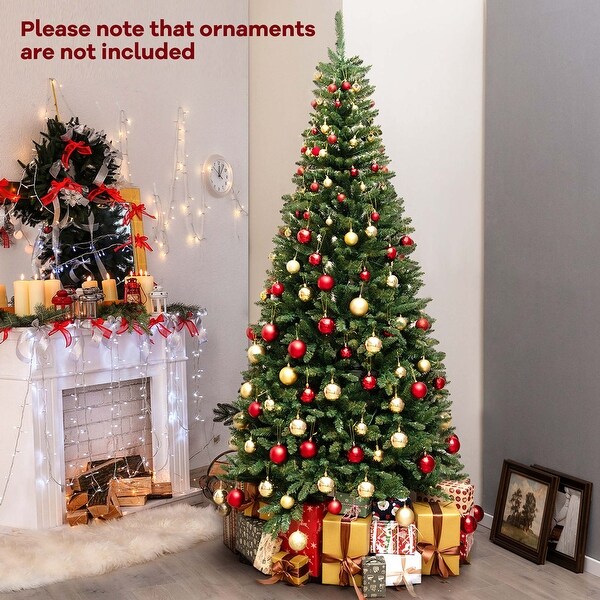 8ft Pre Lit Corner Christmas Tree Hinged Artificial Xmas Tree w Stand 8 Foot