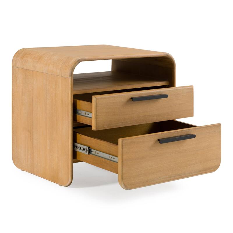 Modrest Dresden Modern Natural Acacia 2-Drawer Nightstand