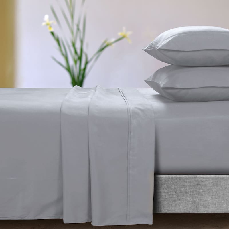 Super Soft Extra Deep Pocket Bed Sheet Set with Oversize Flat - Queen - Platinum