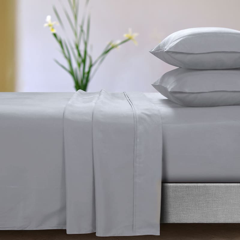 Super Soft Extra Deep Pocket Bed Sheet Set with Oversize Flat - King - Platinum