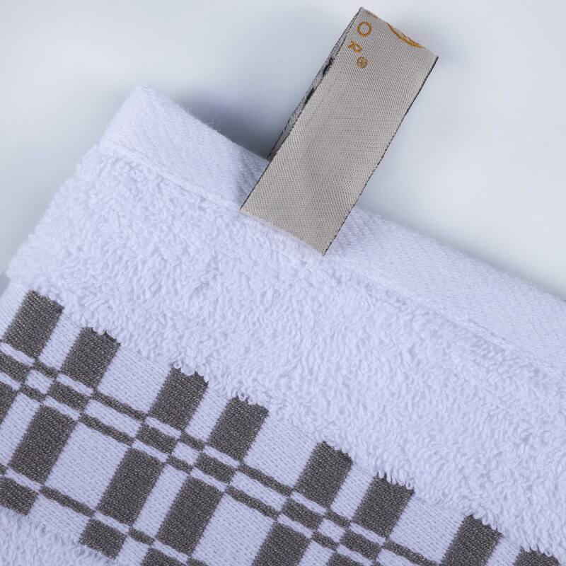 Superior Larissa Cotton Embroidered Geometric Border Bath Towel Set of 4