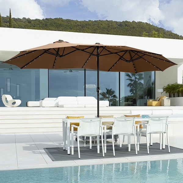 Ainfox 15-foot Double-sided Solar LED Lighted Patio Umbrella