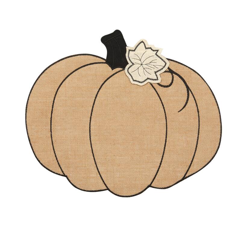 Burlap Pumpkin Placemat, Set of 4 - 14"x16"