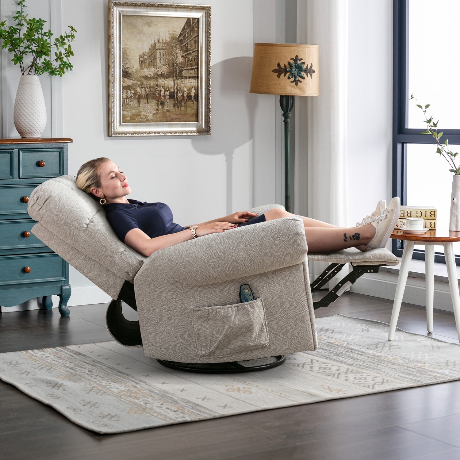 Oversized Rocker Manual Overstuffed Swivel Recliners for Big Man