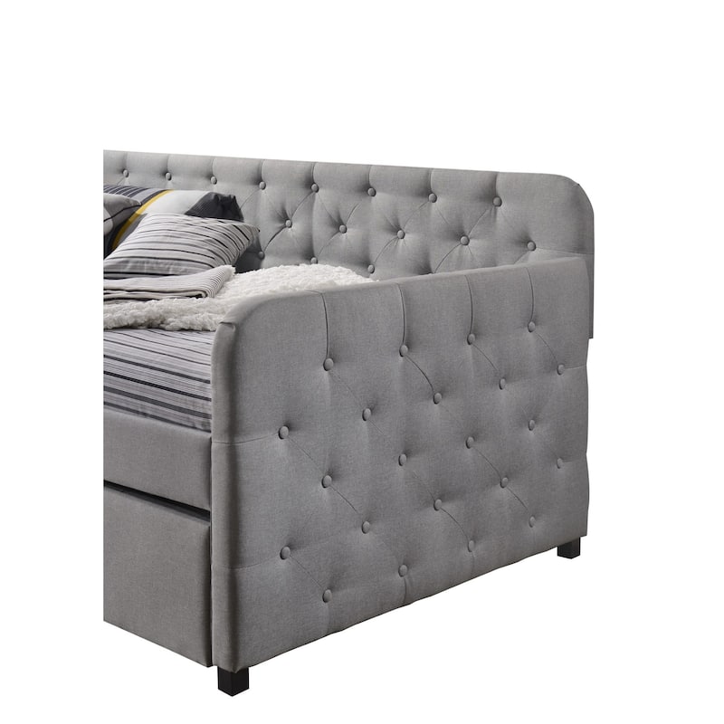 Uma Twin-size Upholstered Tufted Daybed with Twin Trundle