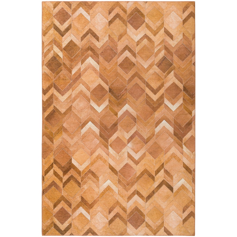 Laredo Chevron Diamond Faux Hide Patchwork Area Rug. - 1'8" x 2'6" - Ivory