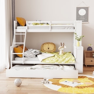 Twin over Full Bunk Bed with Trundle and Shelves - Bed Bath & Beyond ...