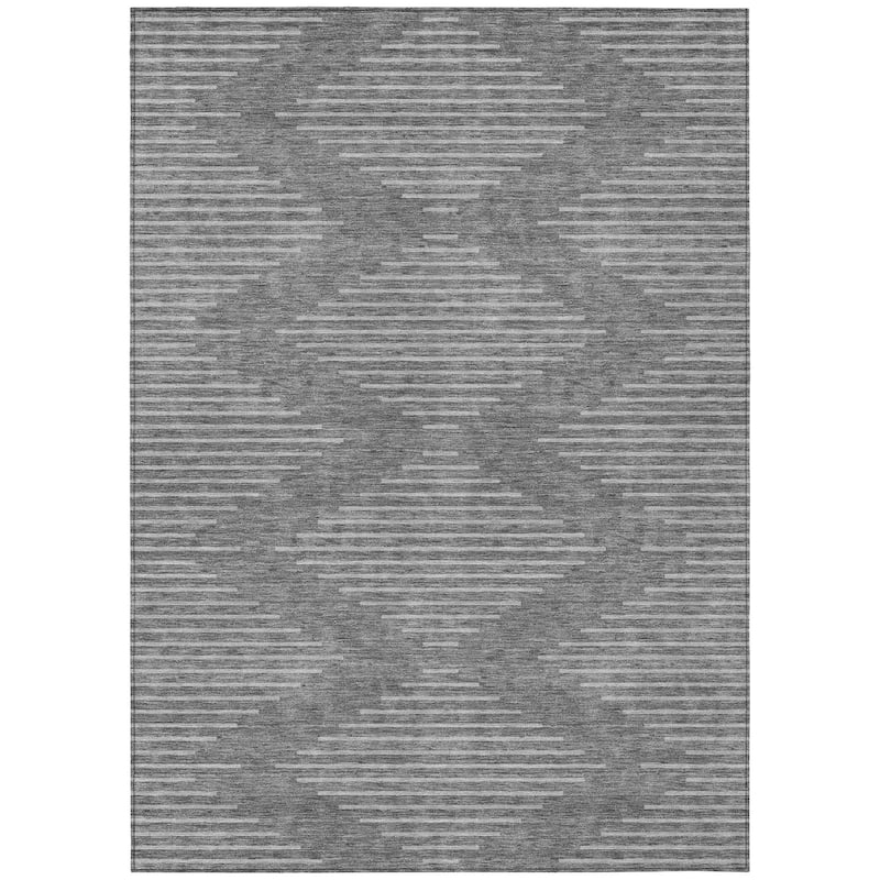 Machine Washable Indoor/ Outdoor Modern Stripe Chantille Rug