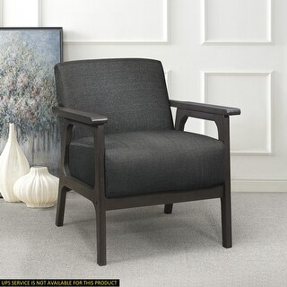 Textured Dark Gray Upholstery Accent Chair, Solid Rubberwood Frame ...