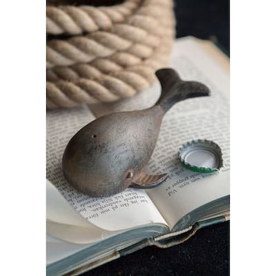 Sleek Grey-Black Pewter Whale Bottle Opener - 4.5” W x 2.75”D x 1.5”H