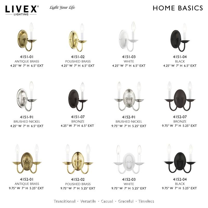 Livex Lighting 1 Light White Wall Sconce, 4151-03 - 4.25" W 7" H 6.5" EXT