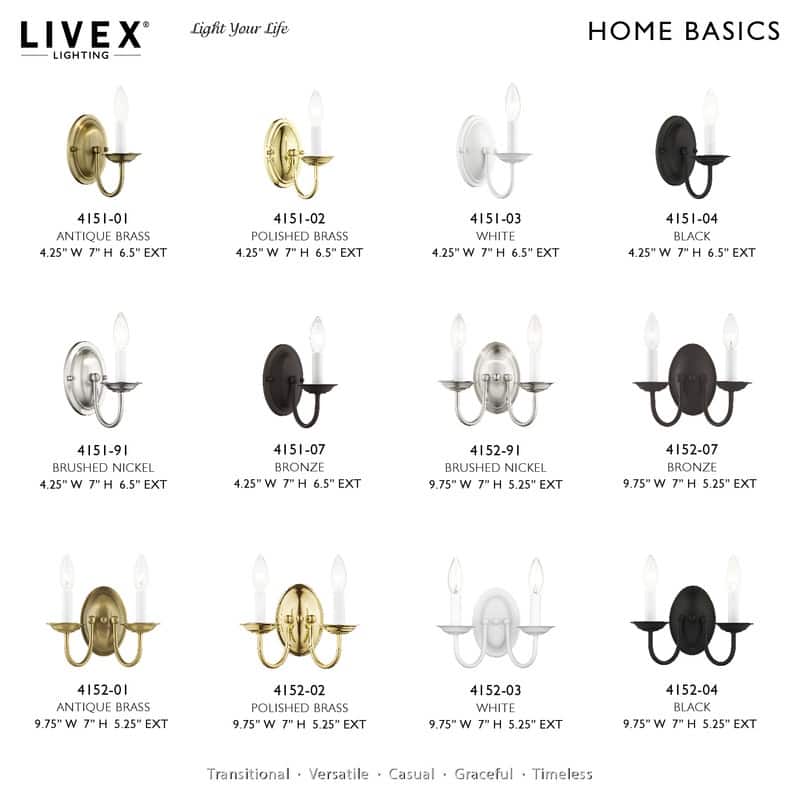 Livex Lighting 2-Light Antique Brass Wall Sconce, 4152-01 - 9.75" W 7" H 5.25" EXT