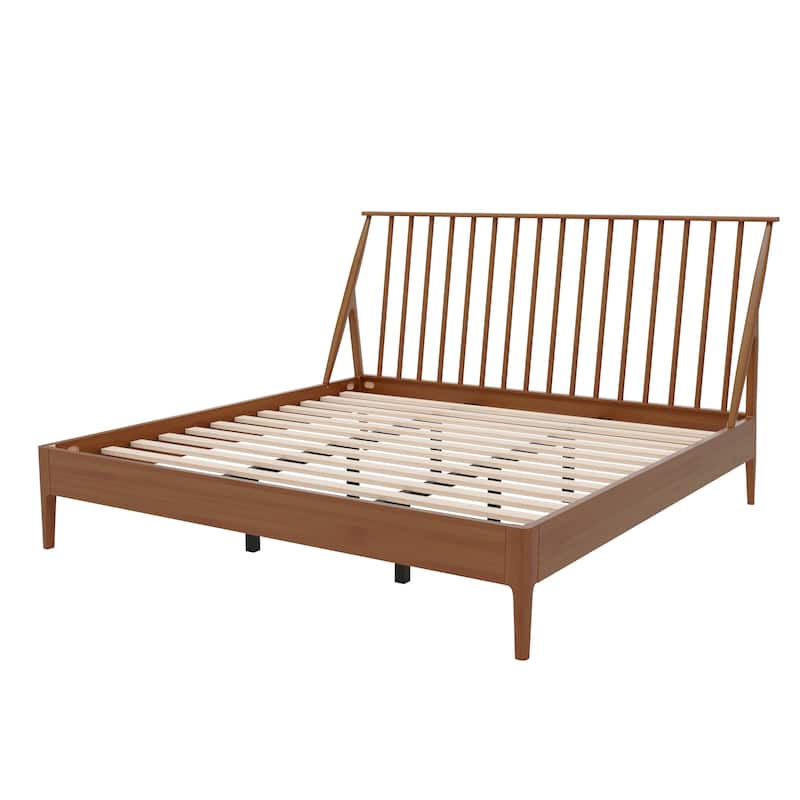 Modern Boho Bamboo Bed Frame with Metal Support by Harper&Bright Designs