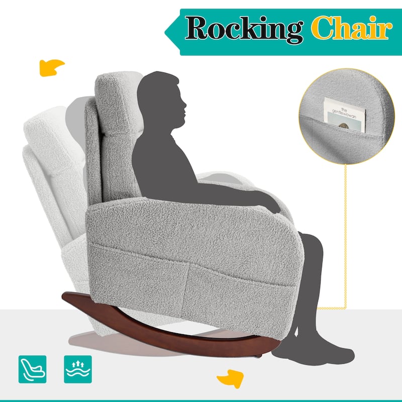 EROMMY Rocking Chair Indoor, Glider Chair with Pillow and Blanket, Living Room, Bedroom & Baby Room, Pink/ Beige/Gray