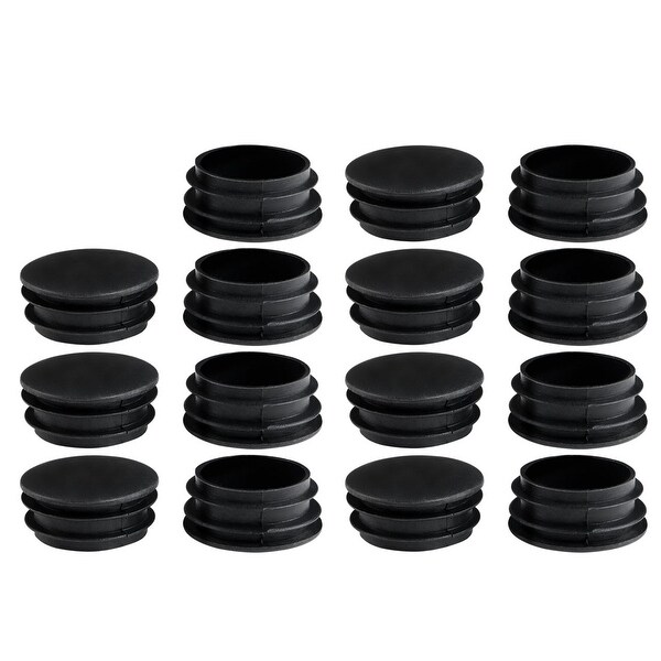 1 1/2" 38mm OD Plastic Round Ribbed Tube Inserts Pipe End Cover Cap 15pcs
