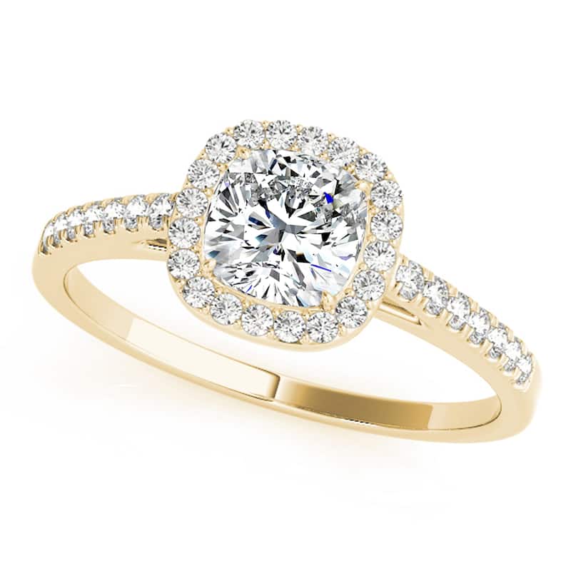 Auriya 14k Yellow Gold Lab Grown Cushion Diamond Halo Engagement Ring 0.50 to 5.00 ct. tw. (F-G VS) - 0.50 ct. center - 4