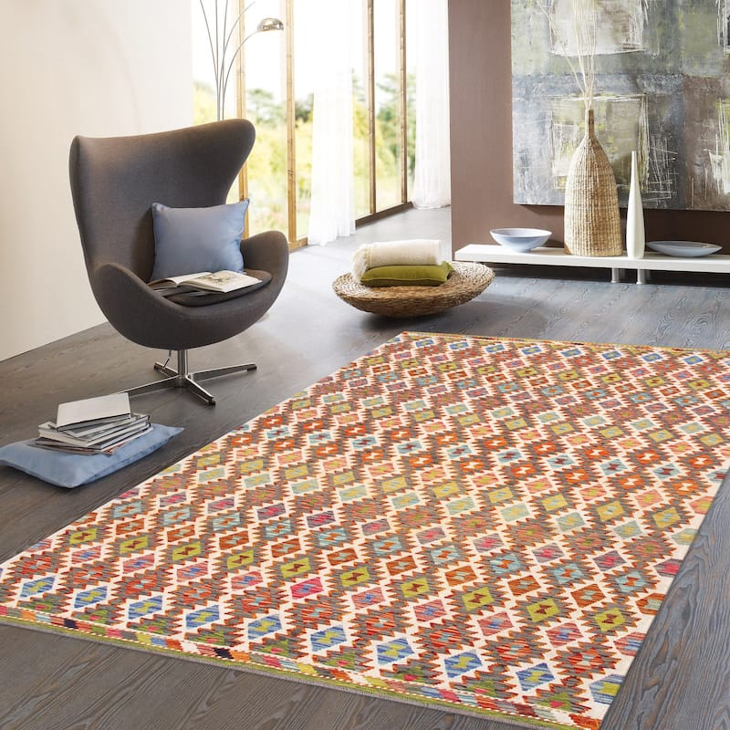 Pasargad Home Kilim Reversible Wool Multicolor Area Rug - 6'11'' X 10' 0''